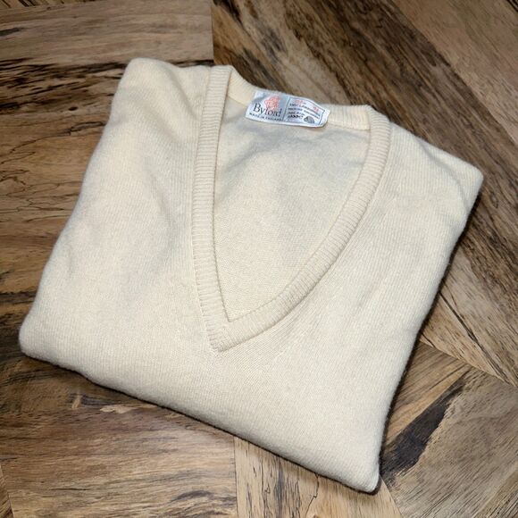 Vintage Byford Lambswool Sweater Mens L 42 V-Neck Made in England - Picture 9 of 12